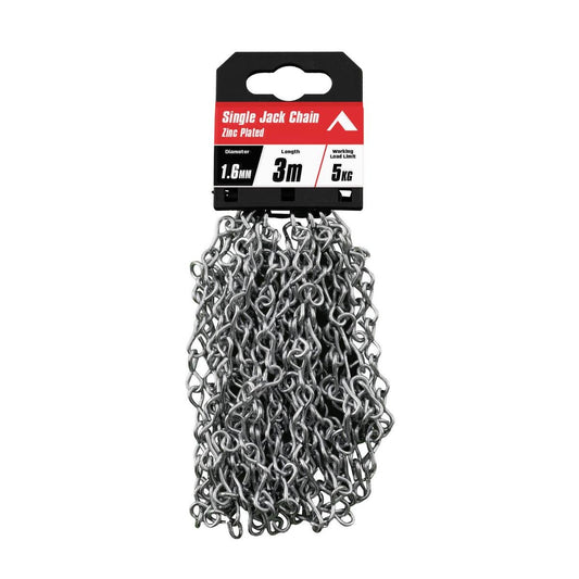 Pinnacle 1 Zinc Plated Single Jack Chain 6mm x 3m - Silver - Rust Resistant - Auzzistore