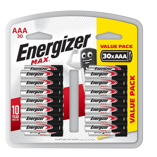 Energizer Max AAA Battery 30 Pack - Alkaline - Long Lasting - Reliable