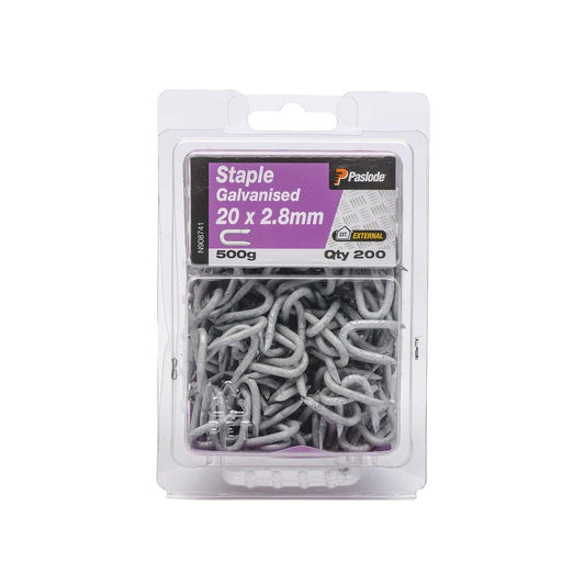 Paslode Galvanised Staple Nail 20mm 2.8mm 500g Durable Fixing 200 Pack - Auzzistore