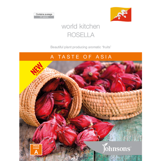 Johnsons Rosella - Hibiscus Sabdariffa Plant - 1 Seed Pack - 95mm x 130mm - Auzzistore