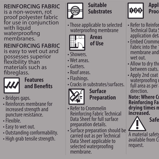 Crommelin Reinforcing Fabric - 100mm x 50m - Polyester - Non Woven – view 2 - Auzzistore