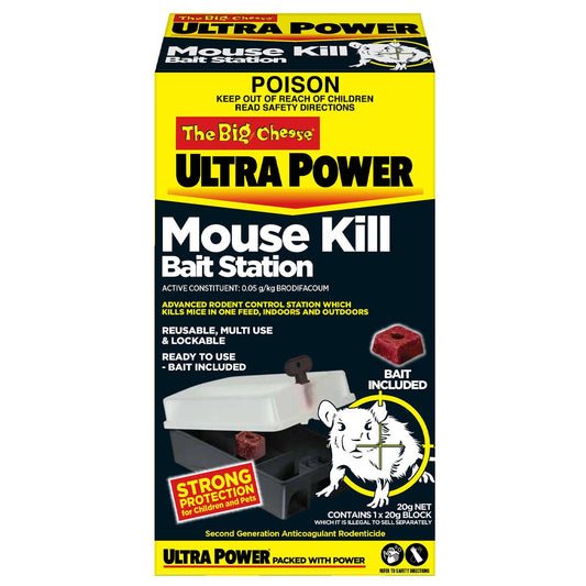The Big Cheese Ultra Power Mouse Kill Bait Station 20g Brodifacoum Safe - Auzzistore