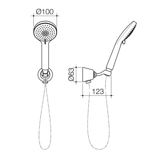 Flexispray Chrome Bermuda Hand Shower - 3 Function - 100mm x 240mm - Durable – view 2