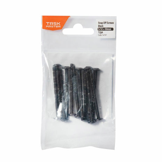 Taskmaster 5 32 x 50mm Black Snap Off Screw 12 Pack - Adjustable Length