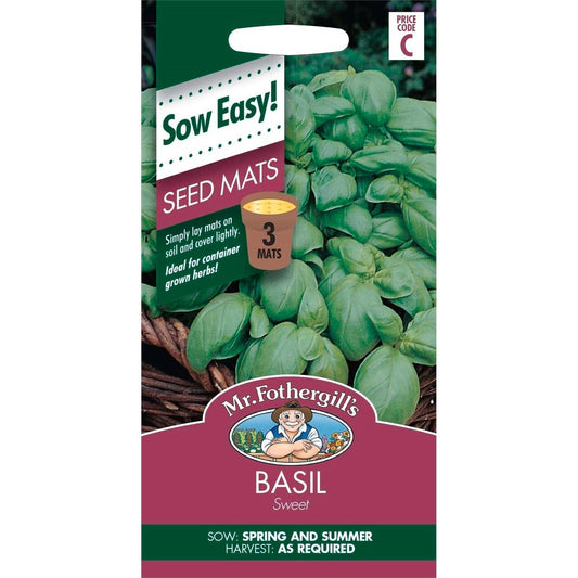 Mr Fothergill Basil Seed Mat - 75mm x 145mm - Biodegradable - Cooking Herb - Auzzistore