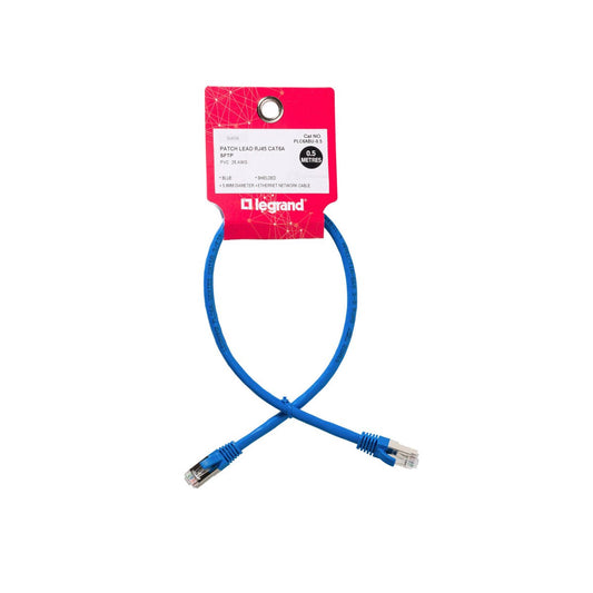 Legrand Cat6A RJ45 S/FTP Patch Lead - 0.5m - Blue - High-Speed Networking