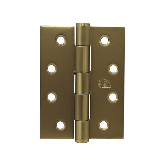 Austyle Fixed Pin Hinge 100mm x 75mm - Satin Brass - Heavy-Duty Stainless Steel