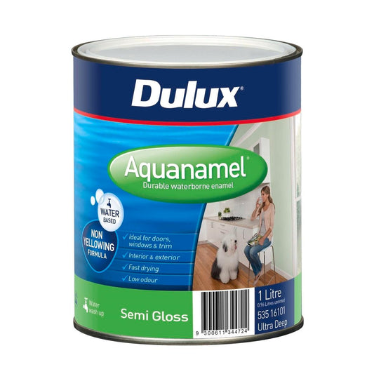 Dulux Aquanamel Semi Gloss 1L Paint Ultra Deep Water Based Durable Finish