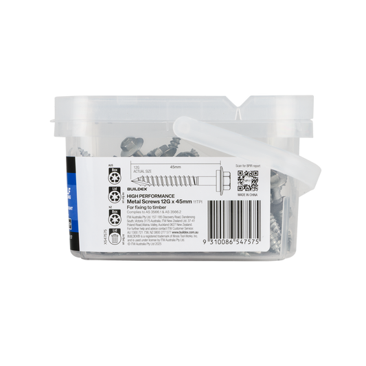 Buildex 12g x 45mm Cladding Screws - 100 Pack - Zinc-Alloy - Corrosion Resistant – view 2 - Auzzistore