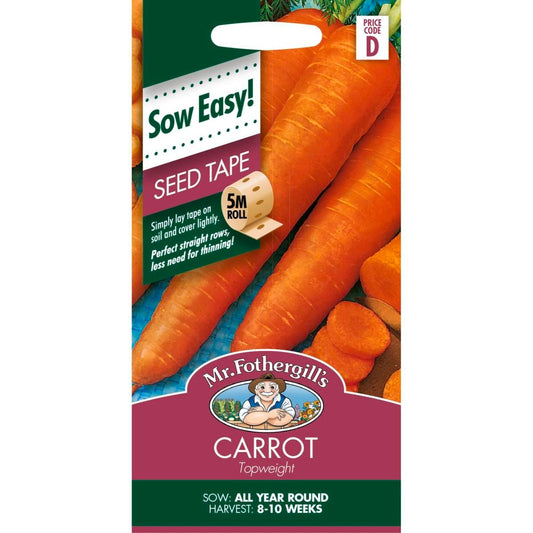 Mr Fothergill's Carrot Topweight Seed Tape - 5m - Orange - Daucus carota - Auzzistore