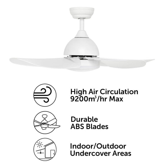 Brilliant 100cm Matt White Bellis AC Ceiling Fan - Remote Control - LED Light – view 2