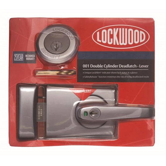 Lockwood Double Cylinder Deadlatch Lever - 160mm Zinc Alloy - High Security - Auzzistore