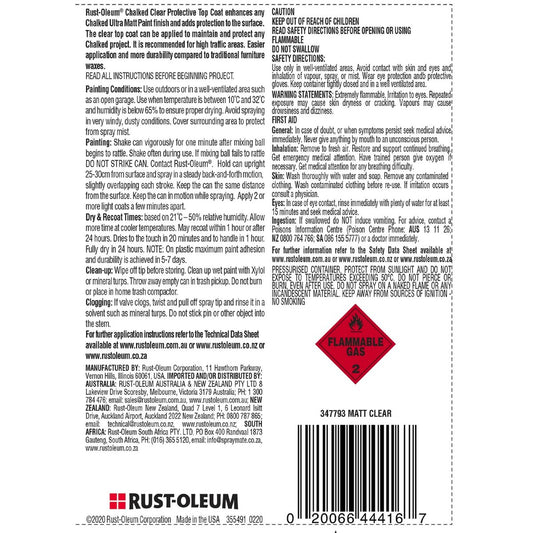 Rust Oleum Chalked Protective Topcoat 887ml Matt Clear Durable Finish – view 2 - Auzzistore