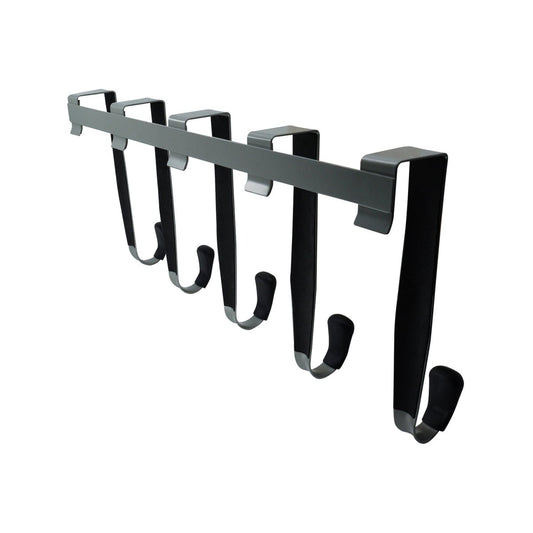 Adoored 5 Hooks Over the Door Hook Rack - 430mm x 210mm - Satin Chrome – view 2