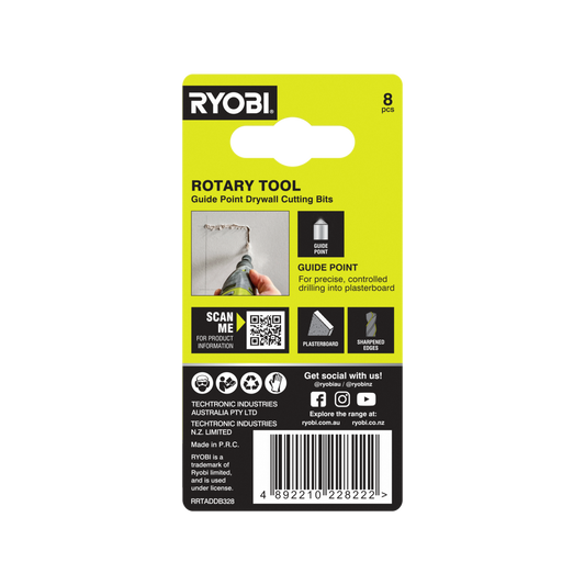 Ryobi Rotary Tool Drill Bit Set - 8 Piece 3.2mm - Guide Point Precision – view 2 - Auzzistore
