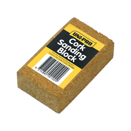 Uni Pro Cork Sanding Block - 60mm x 30mm x 100mm - Cork - Wet or Dry Use - Auzzistore