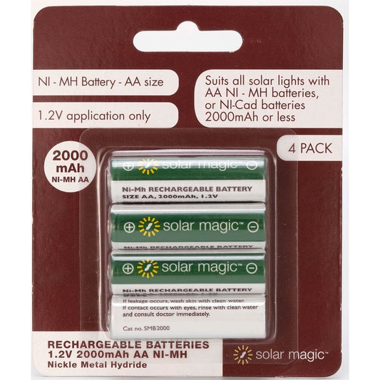 Solar Magic Rechargeable Batteries 2000mAh Ni-MH 4 Pack Solar Power