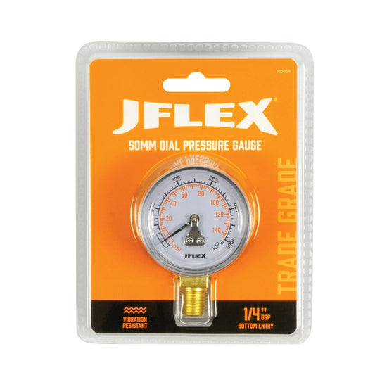 Jflex 50mm Dial Pressure Gauge - Dual Scale psi kPa - Vibration Resistant – view 2 - Auzzistore