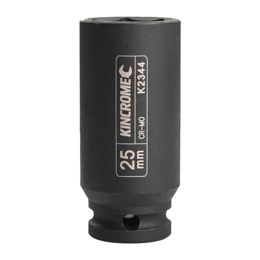Kincrome 25mm 1/2" Drive Deep Impact Socket - Chrome Molybdenum Steel - Black - Auzzistore