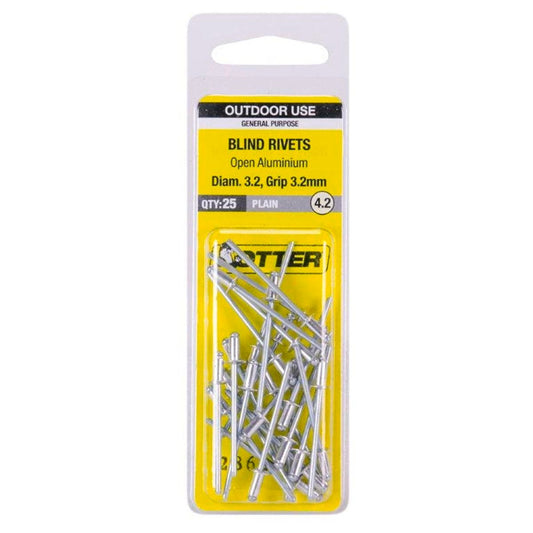 Otter Open Aluminium Blind Rivets 2x3 2mm 25 Pack Lightweight Durable - Auzzistore