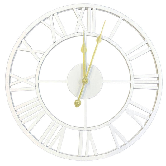 Infinity 40cm Classic White Metal Wall Clock - Indoor/Outdoor - Quartz Movement - Auzzistore