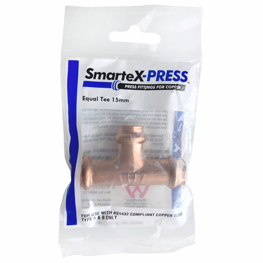 SmarteX Press Equal Tee - 15mm - Copper - Flame-Free Installation – view 2 - Auzzistore