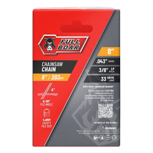 Full Boar Chainsaw Chain - 8" (203mm) - 33 Drive Links - Semi Chisel - 0.043" Gauge – view 2 - Auzzistore