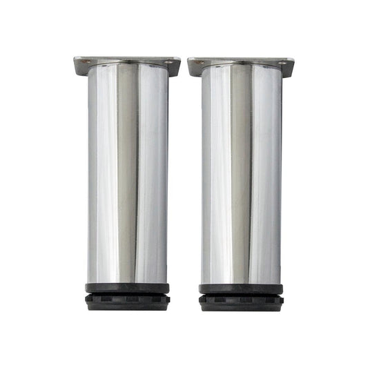 Kaboodle Chrome Cylinder Cabinet Leg 2 Pack - Height Adjustable - 50mm x 150mm - Auzzistore