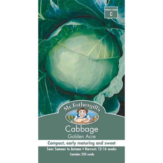 Mr Fothergill Cabbage Golden Acre Seeds - Medium Size - Heirloom - Easy To Grow - Auzzistore