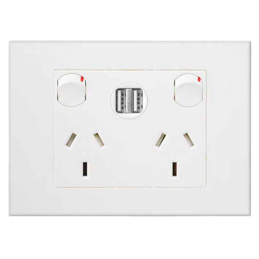 HPM VIVO Double Powerpoint - USB Charger 10A - White - Safe & Efficient - Auzzistore