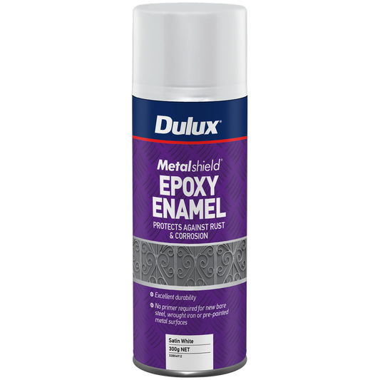 Dulux Metalshield Epoxy Enamel - 300g - Satin White - Rust Protection - Auzzistore
