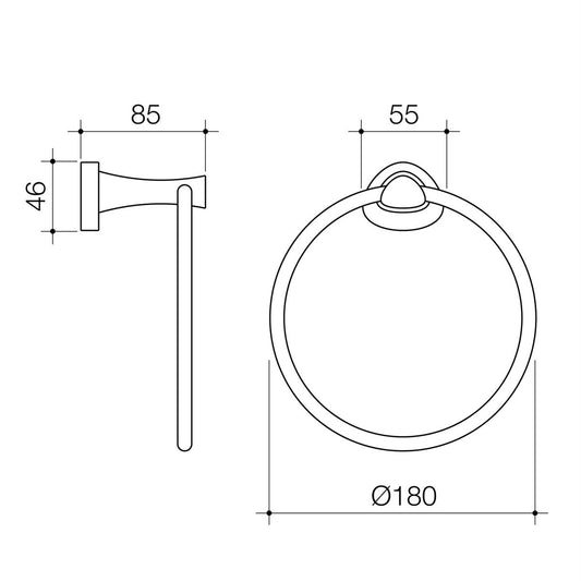 Caroma Towel Ring - Polished Chrome - 180mm Brass - Elegant Design – view 2