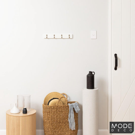 Mode Hook Rack - 4 Brushed Nickel Hooks - White Board - Durable Design – view 2