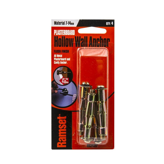 Ramset Hollow Wall Anchor - 5mm x 9mm - Gold Steel - Easy Install - 4 Pack - Auzzistore