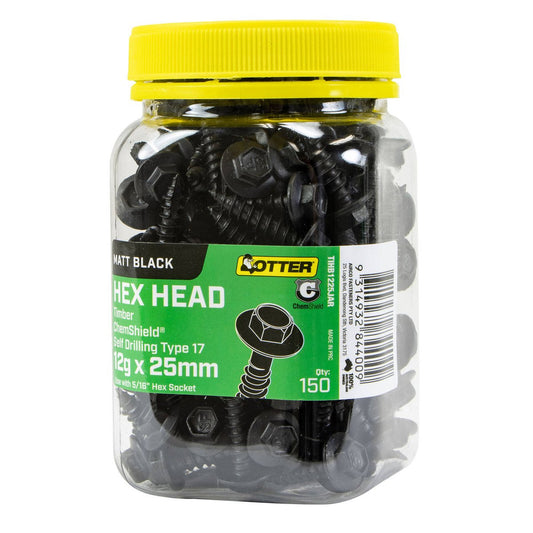 Otter Timber Hex Head Screws 12g x 25mm - 150 Pack - Self-Drilling - Chemshield – view 2 - Auzzistore