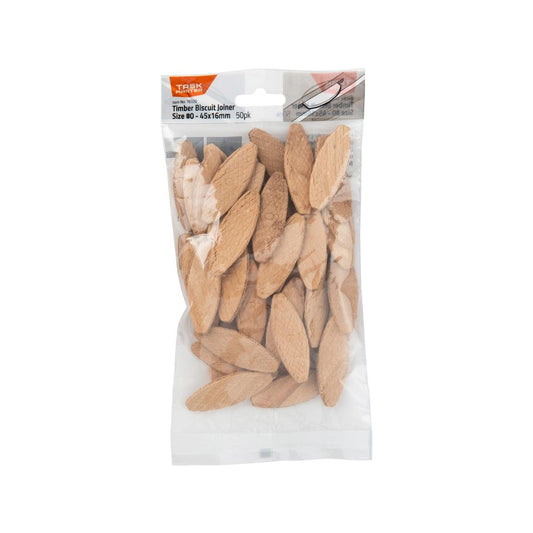 Taskmaster Biscuit Joiner 0 45 x 16mm - 50 Pack - Natural Timber - Accurate Joints - Auzzistore