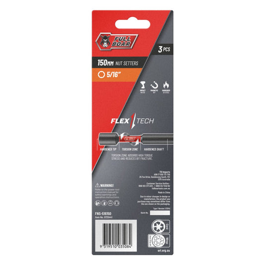 Full Boar Magnetic Impact Nut Setters 3 Pack - 5/16" x 150mm - Durable S2 Steel – view 2 - Auzzistore