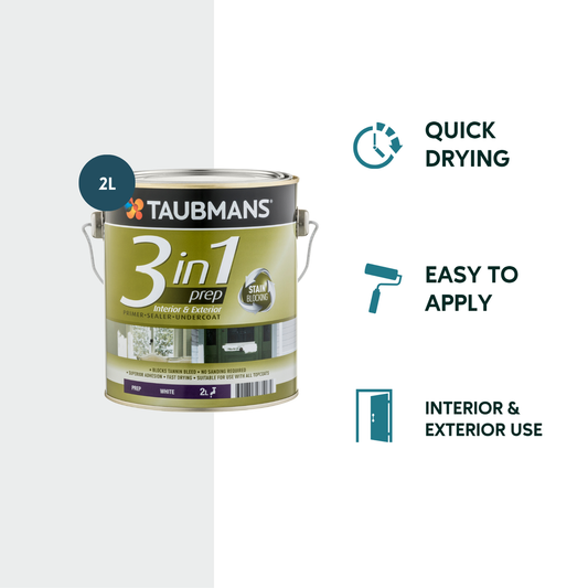 Taubmans 3 in 1 Primer Undercoat Sealer Paint - 2L - White - Fast Drying – view 2 - Auzzistore