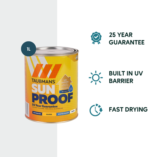 Taubmans 1L White Gloss Sunproof Exterior Paint - Water-Based - UV Protection – view 2 - Auzzistore