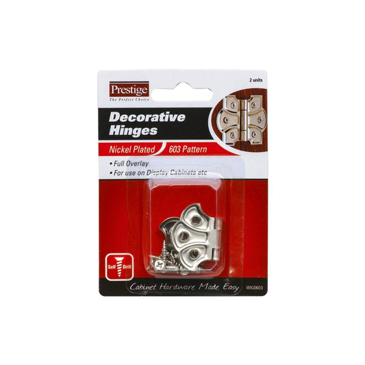 Prestige 35mm Steel Decorative Butt Hinge - Nickel Plated - Full Overlay