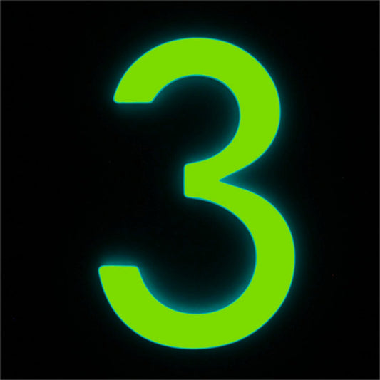Sandleford Glow In Dark Acrylic House Number 3 - 90mm - Weather Resistant – view 2