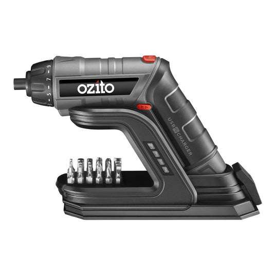 Ozito 3.6V Cordless Screwdriver - Plastic Metal - USB Charging Base – view 2 - Auzzistore