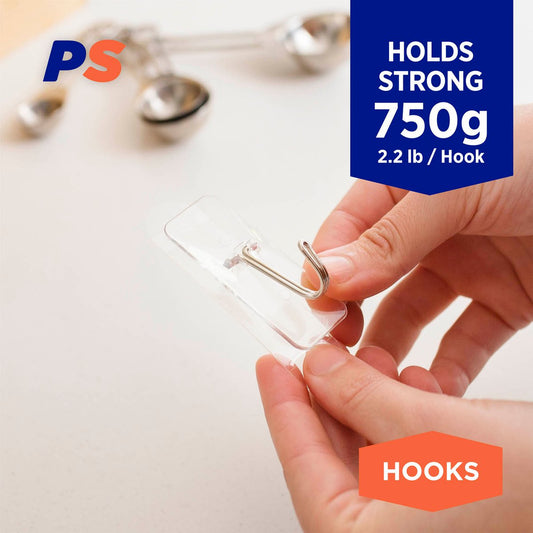 Permastik Medium Clear Kitchen Hooks 4 Pack - Holds 750g - 25mm x 20mm x 60mm – view 2