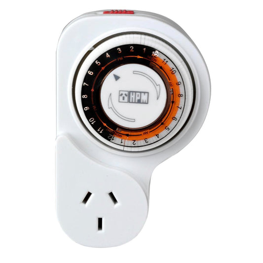 Hpm 24hr Analog Timer - 10A Plastic - Easy To Use - Security Feature - Auzzistore