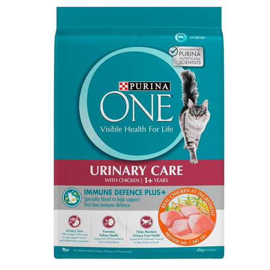 Purina One Dry Cat Food - Urinary Care with Chicken - 6kg - Supports Urinary Health