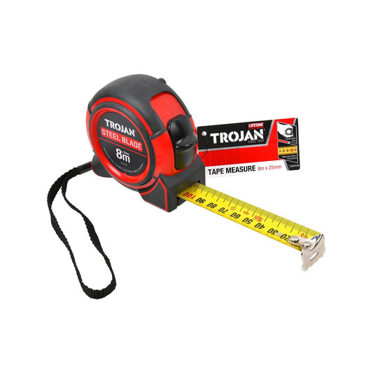 Trojan 8m Tape Measure - Durable Nylon Blade - Double-Sided Graduation – view 2 - Auzzistore