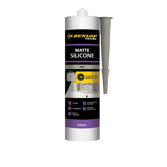 Dunlop Silicone Sealant - 310ml - Matte Grey - Flexible & Durable