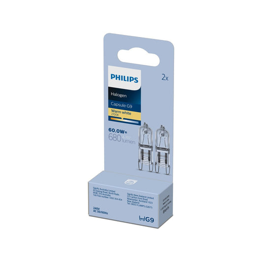 Philips G9 Halogen Capsule 60W 680lm Frosted 2 Pack - Easy Installation, Dimmable - Auzzistore