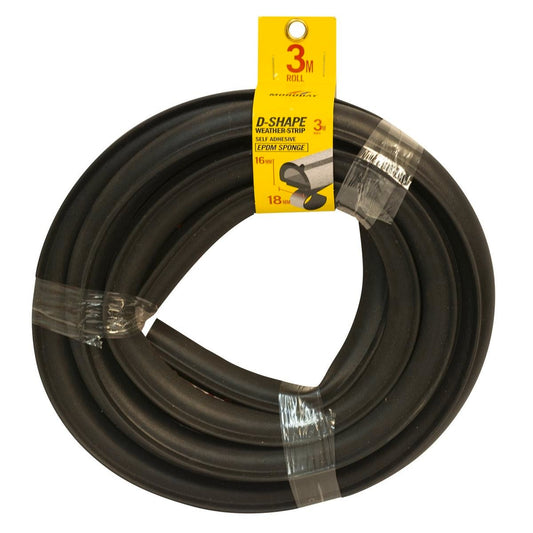 Moroday Black D-Shape Weather Strip 18x16mm 3m EPDM Rubber Flexibility - Auzzistore