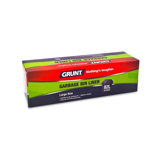 Grunt 82L Garbage Bin Liners 20 Pack Plastic Easy Tear Multi-Purpose
